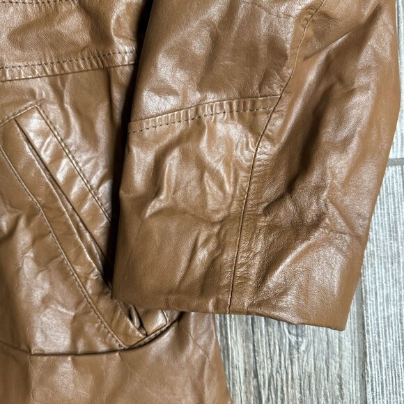 Vintage Gateway Mens Leather Coat Removable Lining 42L Mid Length 70s Retro - Picture 3 of 8